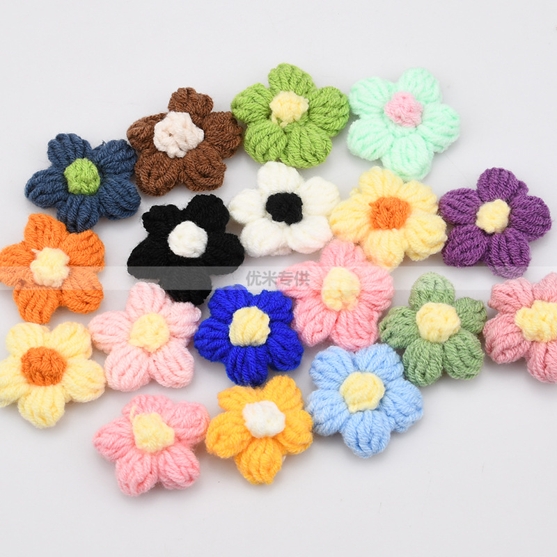 Applique Patch Flower - Handmade Crochet Five Petal Flower Appliques,