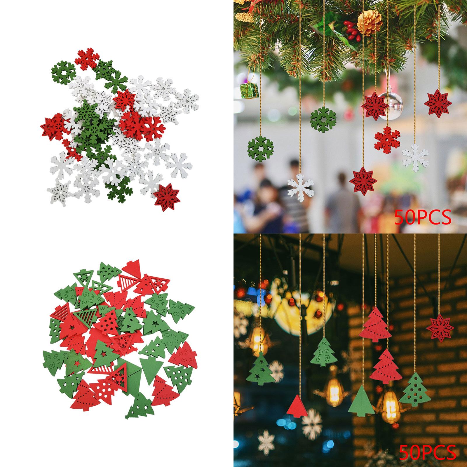 Christmas Craft Embellishment - 50 Pieces Wooden Christmas Embellishments Christmas