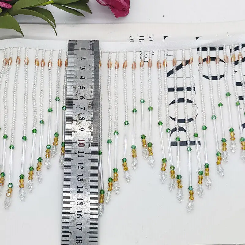 Glass Tube Fringe Tassel 16cm  - огляд і ціна Beaded Trim Fringe